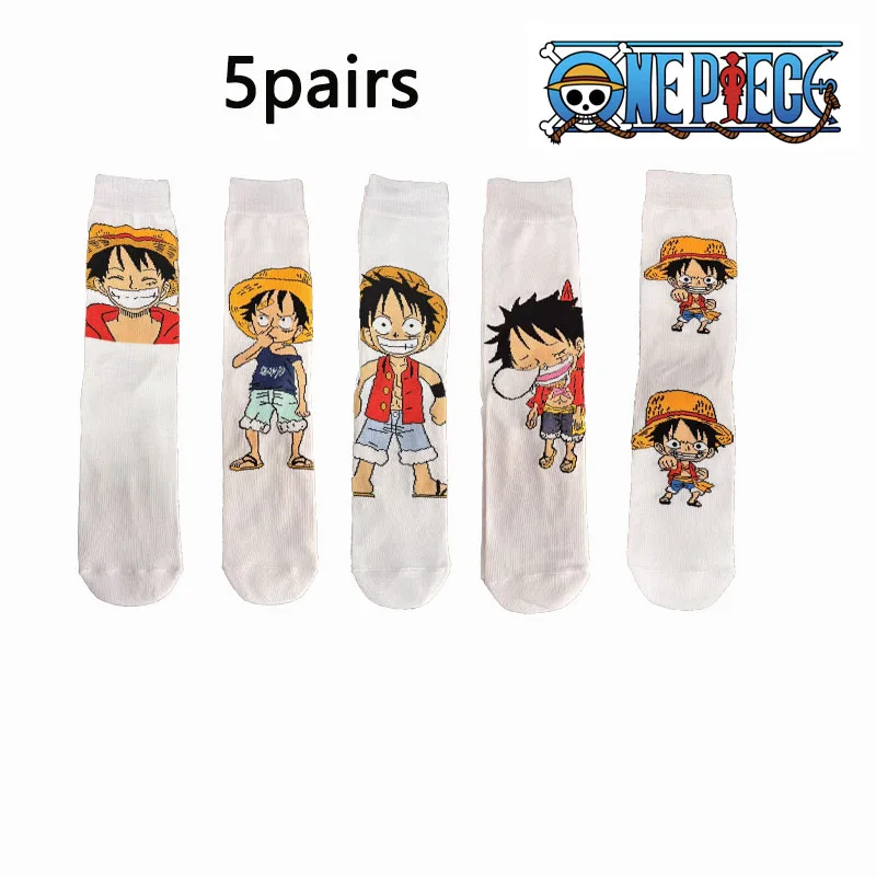 ONE PIECE Luffy Calcetines estampados lindos 1/5 pares de calcetines de moda de anime