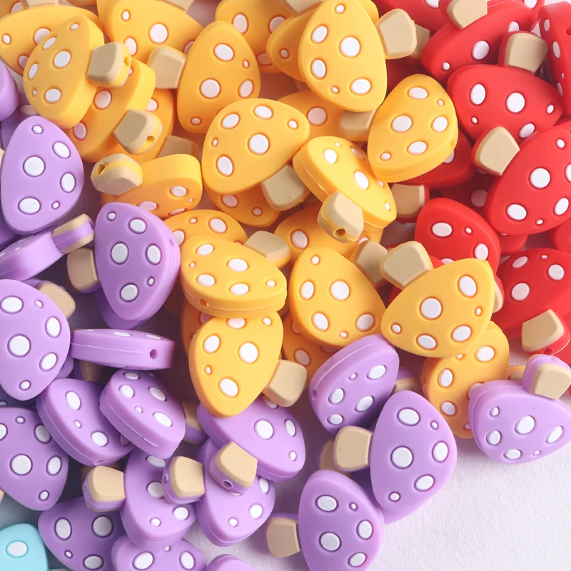 10pcs Silicone Focus Beads Cartoon Mushroom Silicone Beads DIY Jewelry Accessories For Beaded Pen Keychains Making