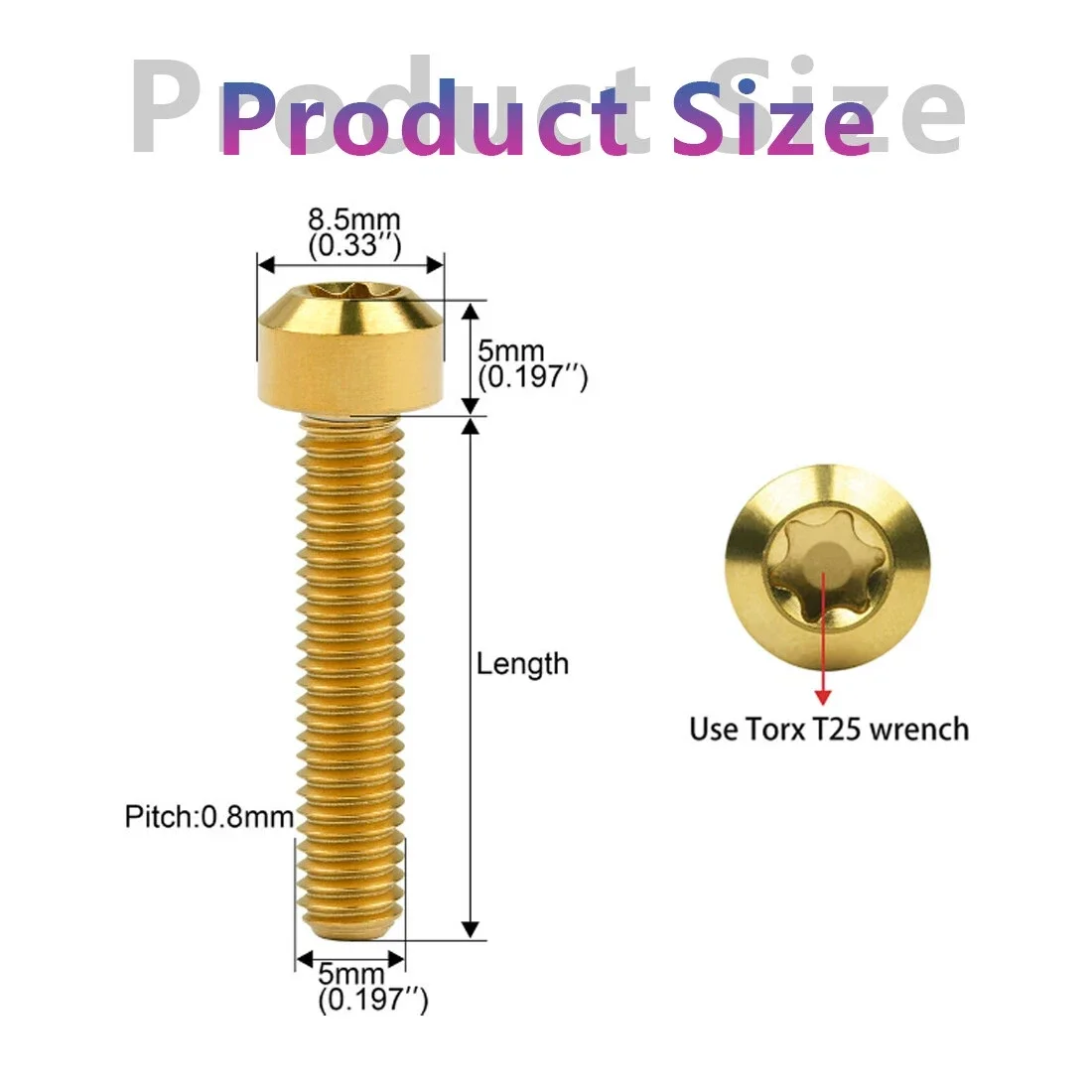 1PCS Titanium Bolt M5x10 15 20 25 30 35 40 45 50 55 60mm Chamfered Torx Head Screw for Bicycle Motorcycle
