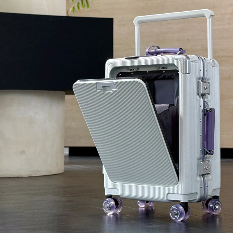 

20"24"26 Inch Travel Suitcase PC Aluminum frame Wide Trolley Case Carry-on Luggage with Cup Holder Boarding Box Rolling Luggage