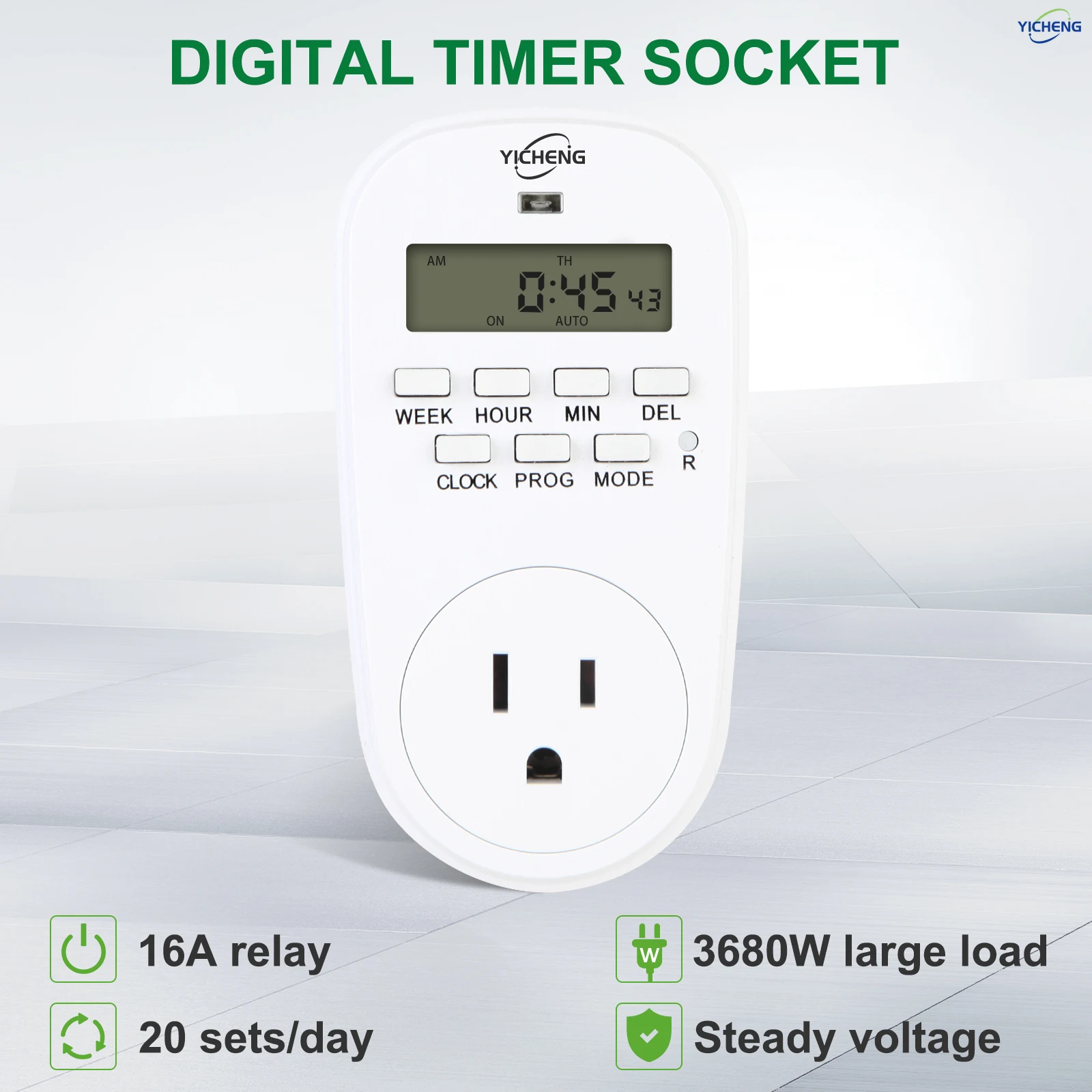 1Pcs Timed Power Switch with Countdown Delay On and Off,Program up to 20 sets of switches per day with unlimited cycles per week