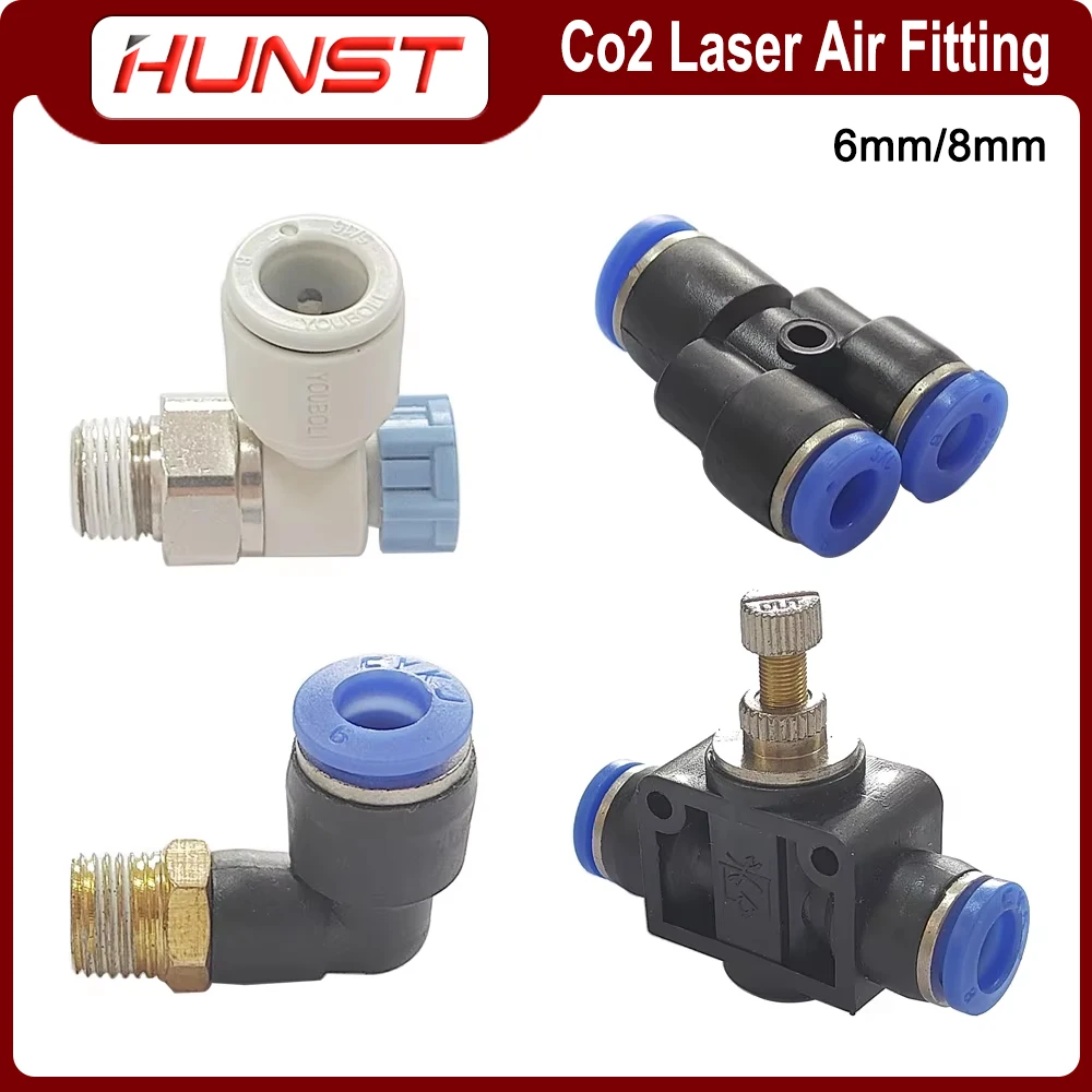 HUNST Laser Machine Gas Nozzle Air Regulating Valve, Inlet Diameter 6mm 8mm 10pcs/lot Suitable for CO2 Laser Head.