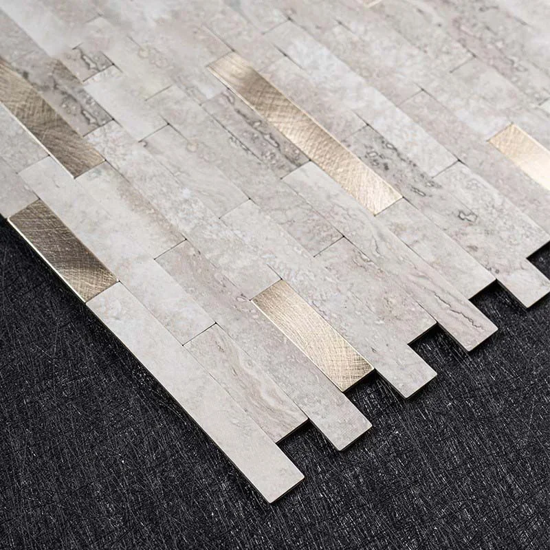 Mosaic Aluminum Backsplash PVC Wall Stickers Kitchen Wallpaper Backsplash Bedroom Living Room Self-adhesive Waterproof 3d Tiles