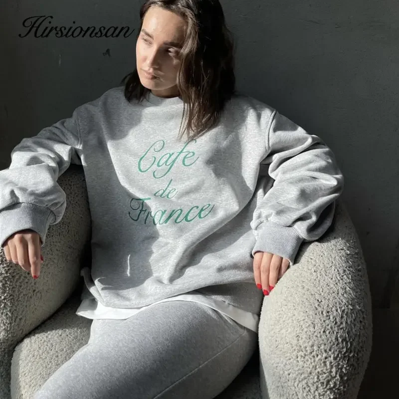 

Hirsionsan Hoodies Women Simple Letter Printed Long Sleeve Hoodied Womens Streetwear Pullover Soft Korean All-match Sweatshirts