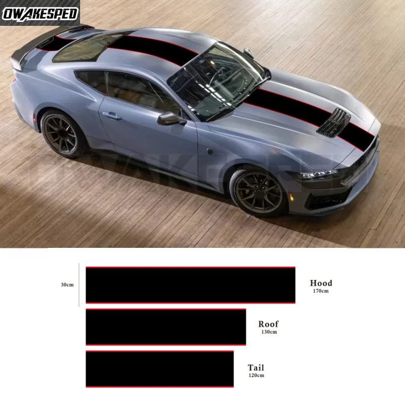 1Set Car Hood Roof Tail Stickers Racing Sport Stripes For Ford Mustang Ecobosst Shelby GT Tuning Accessories DIY Vinyl Decals