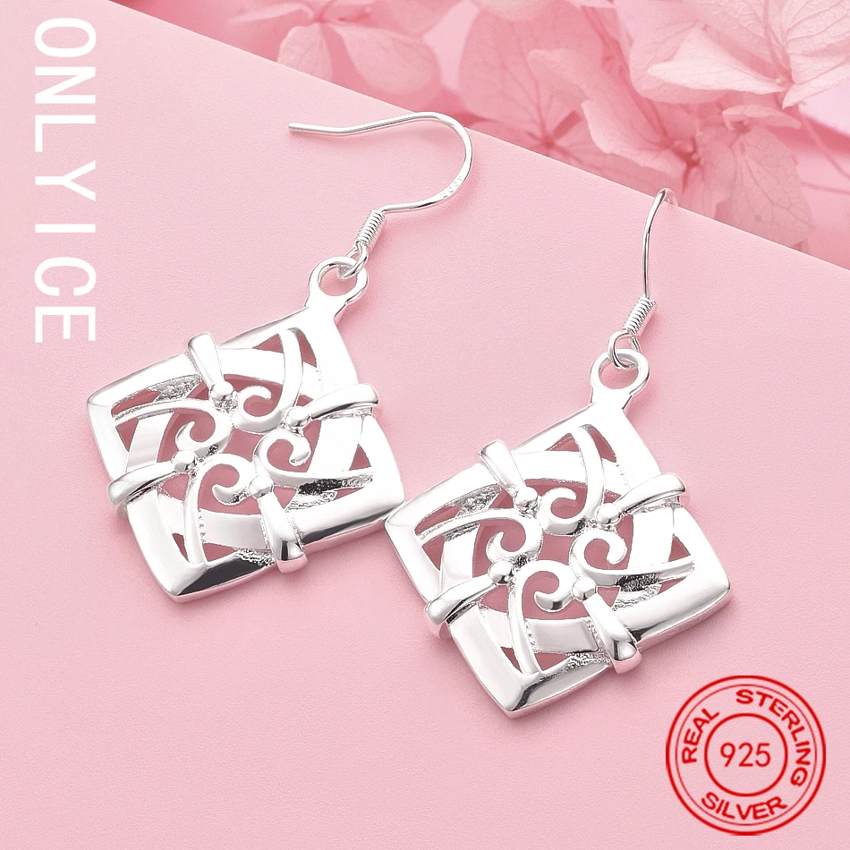 

Hot Pretty 925 Sterling Silver Noble Lattice Earrings Sweet Romantic Wedding Party Jewelry Holiday Gifts
