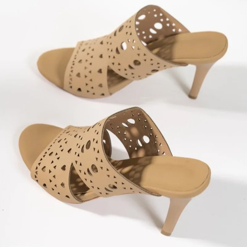 Pantoufles d'Été à Talons Hauts pour Femme, Sandales Respirantes à Talons Fins, Bouche de Poisson, Nouvelle Collection