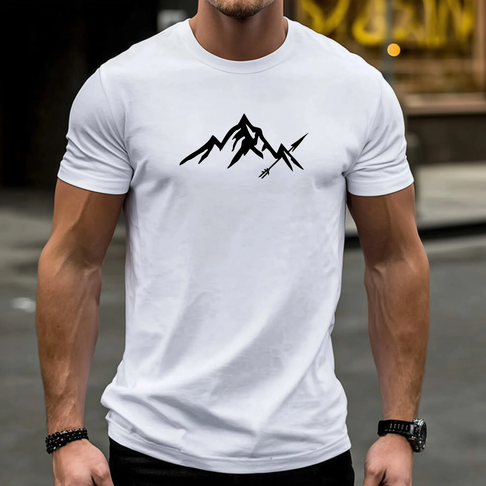 

Teevo Men's Casual T-Shirt Mountain Peak Graphic Print Outdoor Sports Wear