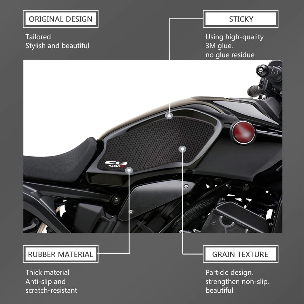 Almohadilla lateral para tanque de combustible, pegatinas protectoras de agarre de rodilla para motocicleta Honda CB 1000R CB1000 R 2021 2022 2023