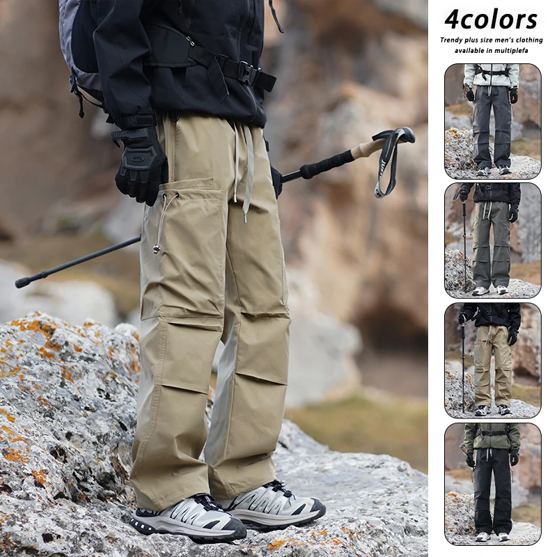 2026 Loose Casual Sports Pants Men Brand Pure Color Straight Leg Sweatpants Youth Low Waist Cargo Pants Men Hiking Pants