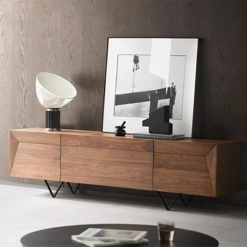 Q  TV cabinet coffee table combination living room small apartment   organ door TV cabinet