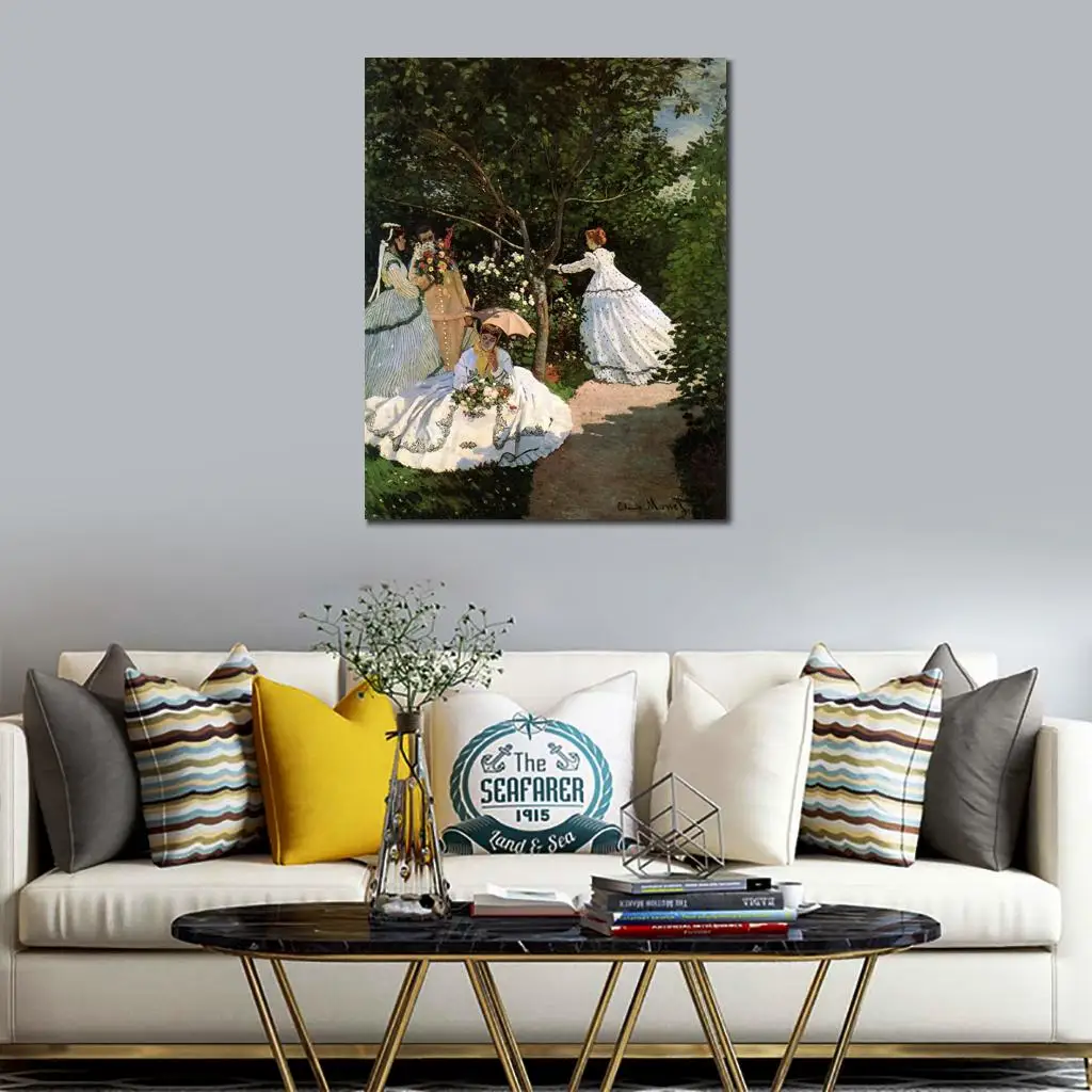 

Paintings by Claude Monet Women in The Garden Decorative Art Handmade High Quality