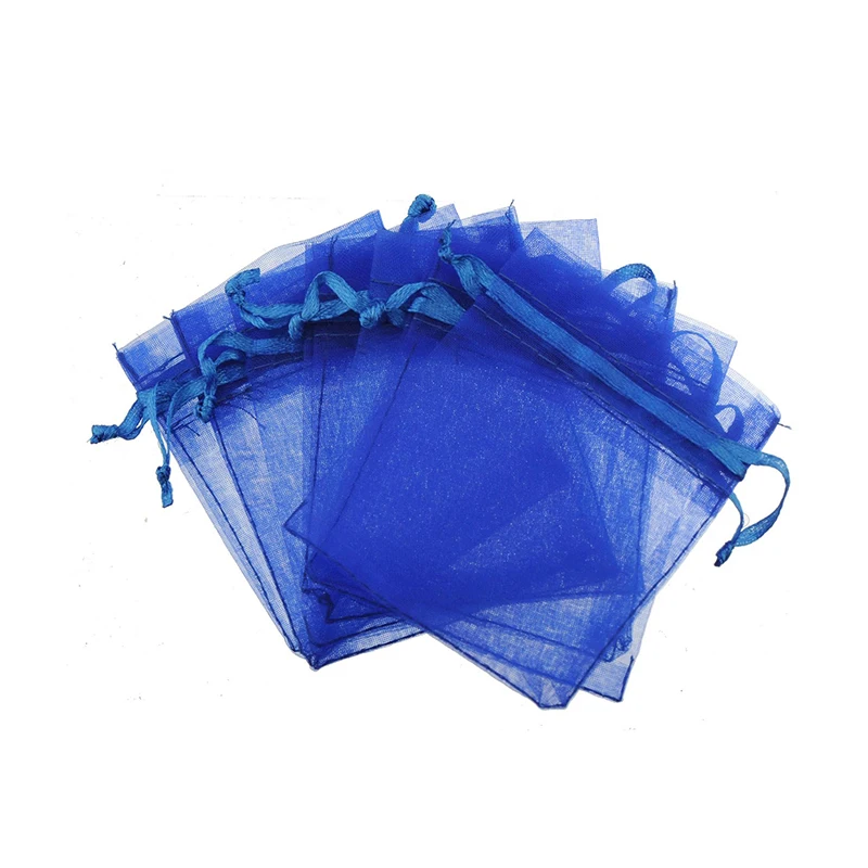 30pcs Drawstring Packet Handcrafts Ventilate Dark Blue Rectangle Diy Candy Present Bags Bright-Coloured  Jewelry Display Packs