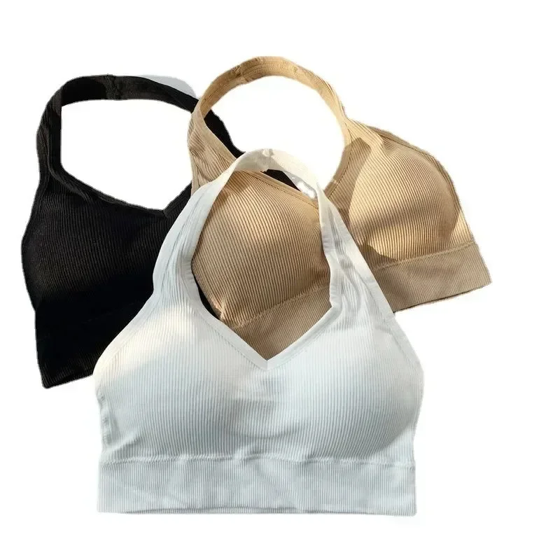 Sexy Sport Push-Up-Bh Frauen Backless Halter Rohr Top Solide Stoßfest Bralette Yoga Unterwäsche Sportswear