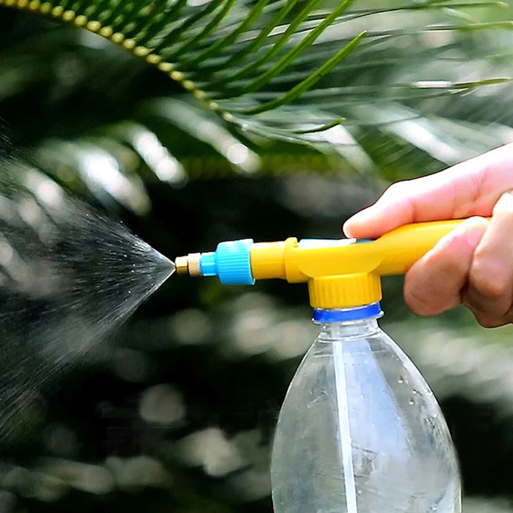 Beverage Bottle Watering Spray Head With Straw Garden Sprinkler Nozzle High Pressure Air Pump Manual Sprayer Agriculture Tools