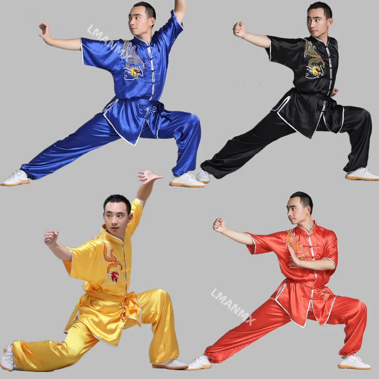 

Chinese Wushu Uniform Kungfu Costume Martial Arts Suit Changquan Clothes Dragon Embroidery for Men Women Kids Boy Girl 125-185cm