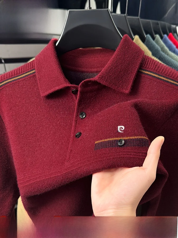 

Мужской утепленный вязаный свитер Pierre Cardin с воротником, зимний, повседневный, из смесовой ткани (полиэстер, вискоза, акрил, нейлон)