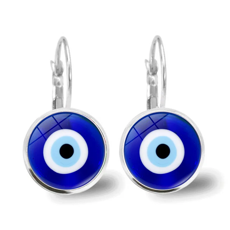 Popular Jewelry Glass Pendant Alloy Earrings Demon Eye Earrings Türkiye Blue Eye Glass Jewelry Fashion Versatile Gift for Friend