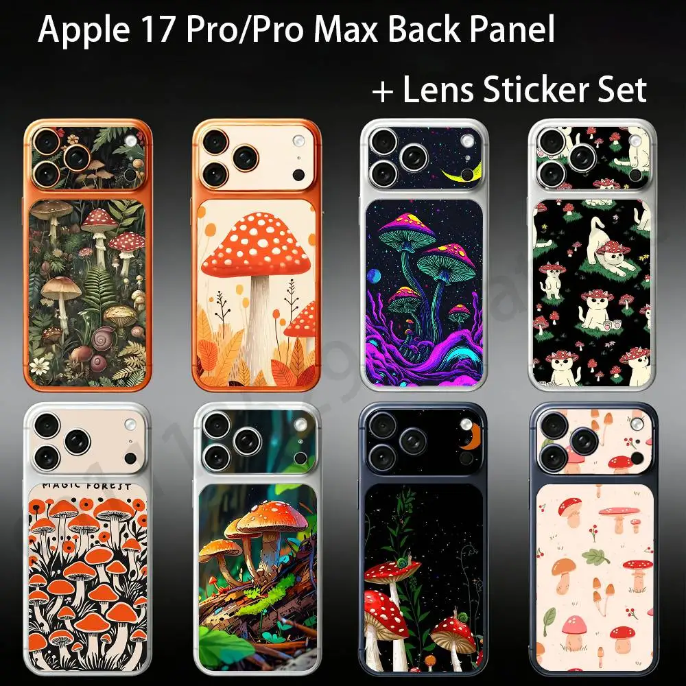 

Cute Mushroom For iPhone 17proMax/17pro Full Cover Decal Skin Wrap Colorful Rear Protective Sticker Film