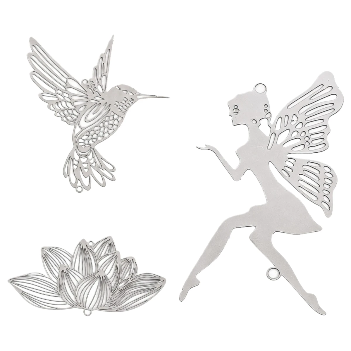 2PCS Stainless Steel Hummingbird Wings Elf Hanging DIY Suncatcher Making Parts Window Fairy Garden Crystal Wind Chimes Pendant