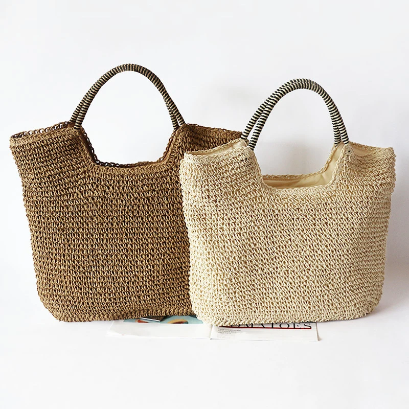 

Summer Beach Bags For Women Woven Straw 2023 New Trend Braided Tote Large Simple Fashion Vintage Shopping Travel Female Handbags