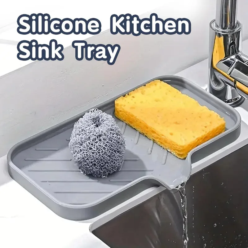 Silikon Wasserhahn Matte Küche Waschbecken Tablett Seife Spender Schwamm Ablauf Pad Waschbecken SplashDrying Matte Arbeitsplatte Ablage SoapTray