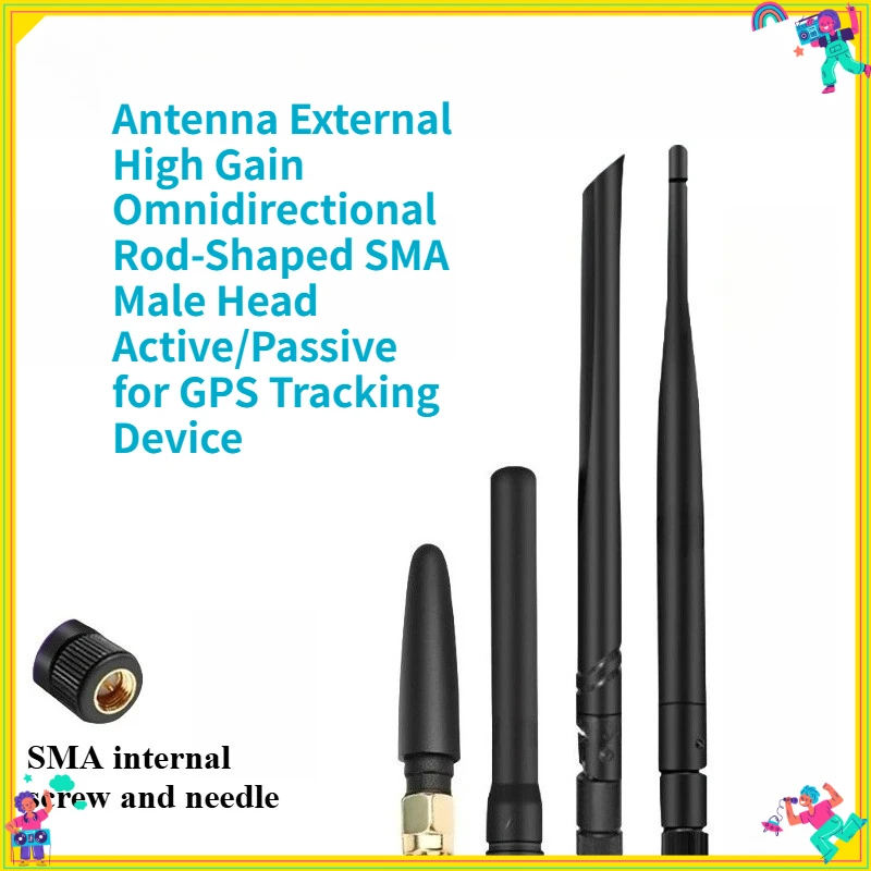 2Pcs GPS Antenna External High Gain Omnidirectional Rod-Shaped SMA Male Head Active/Passive for GPS Tracking Device