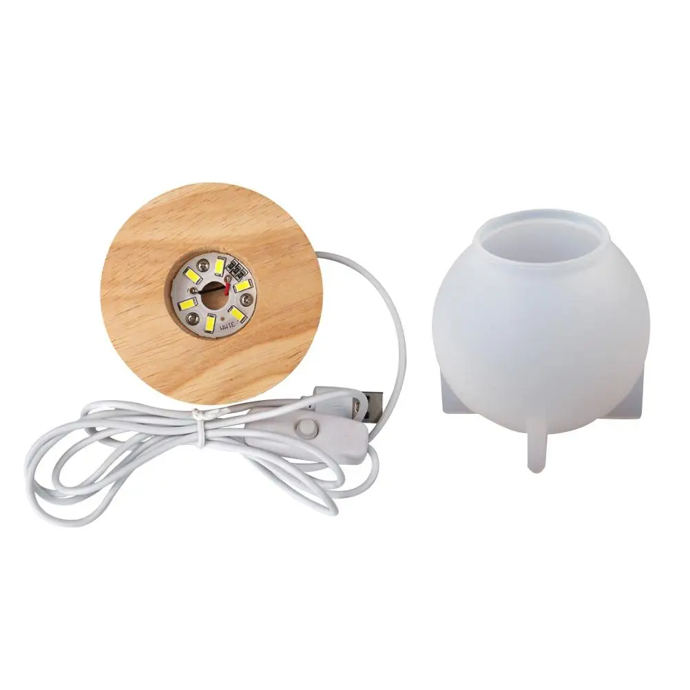 

Crystal Ball Light Mold DIY Lamp Bulb Silicone Wood Base Stable Home Decor Party Gift Home Decoration Jewelry Craft