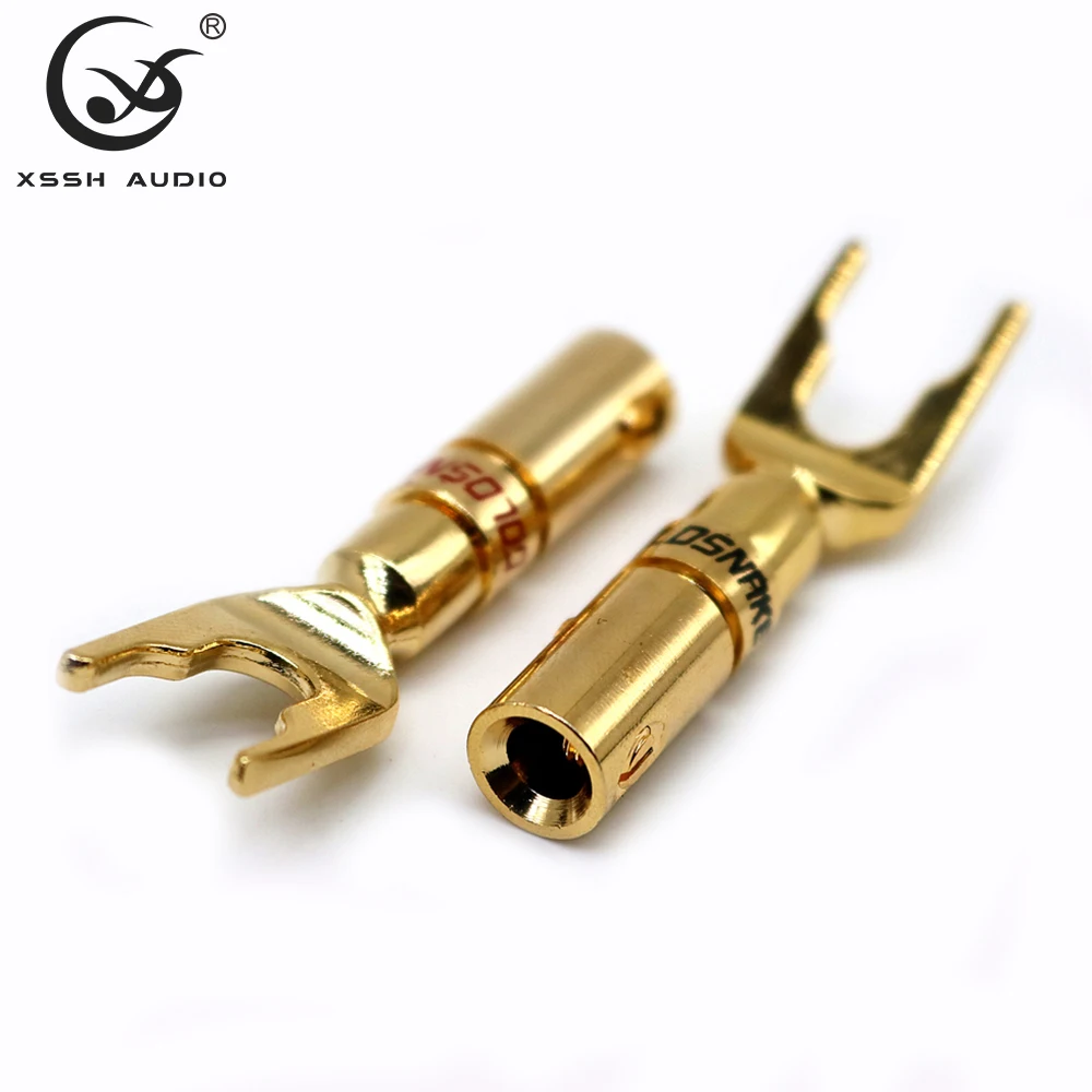 Speaker Connector YIVO XSSH OEM ODM DIY Hi-end HiFi Gold Plated Y Spade U Type Audio Video Jack Male Banana Plugs Horn Plug