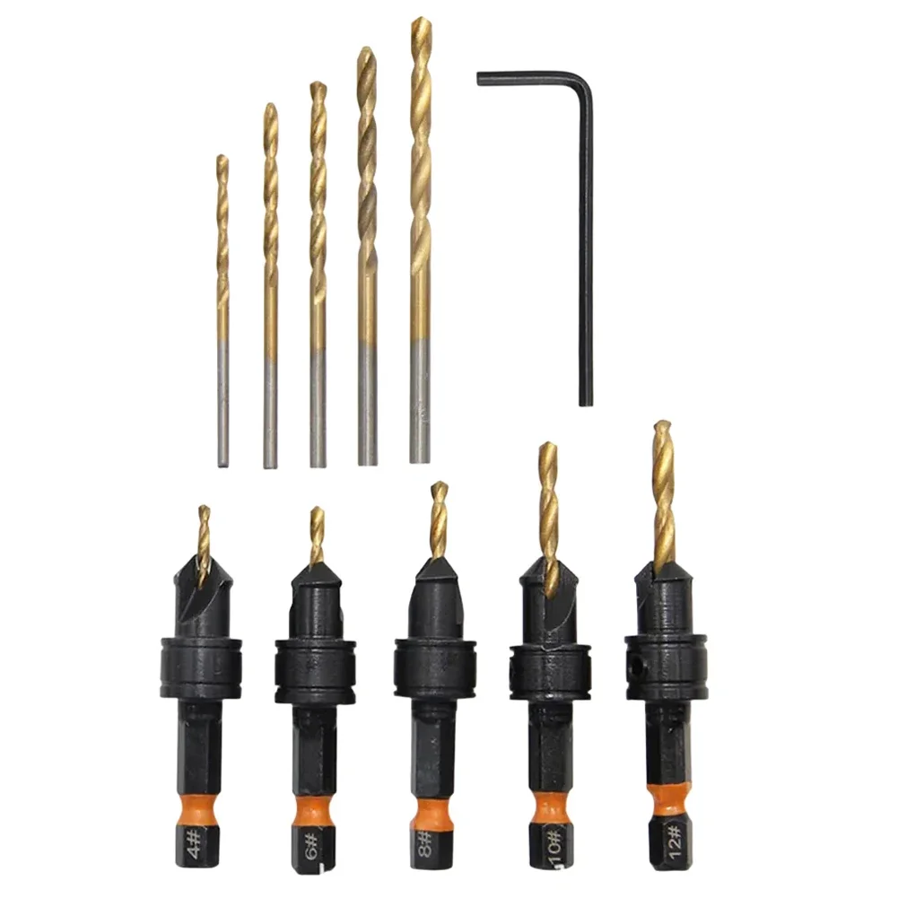 Foret 1/4 accessoires de Machine de forage nouvelle vente 11 pièces ensemble de forets à fraise pour évier de comptoir réglable en bois