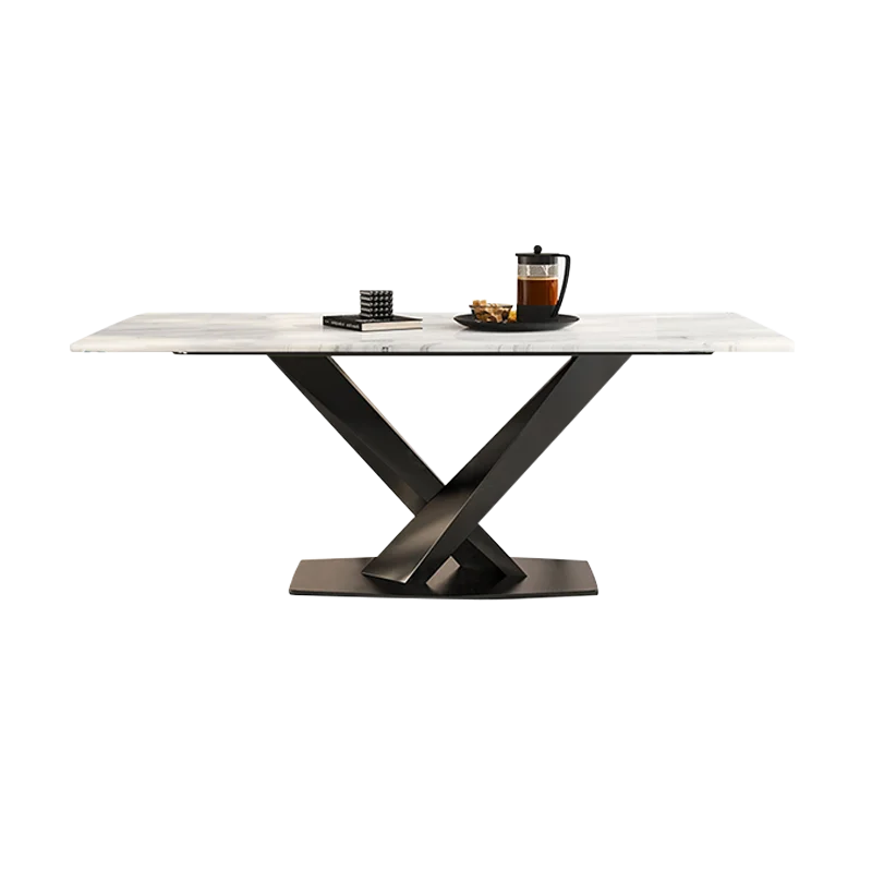 Italian Modern Simple Style Rectangular Rock Slab Dining Table Living Room Microcrystalline Stone Dining Table Chair Combination