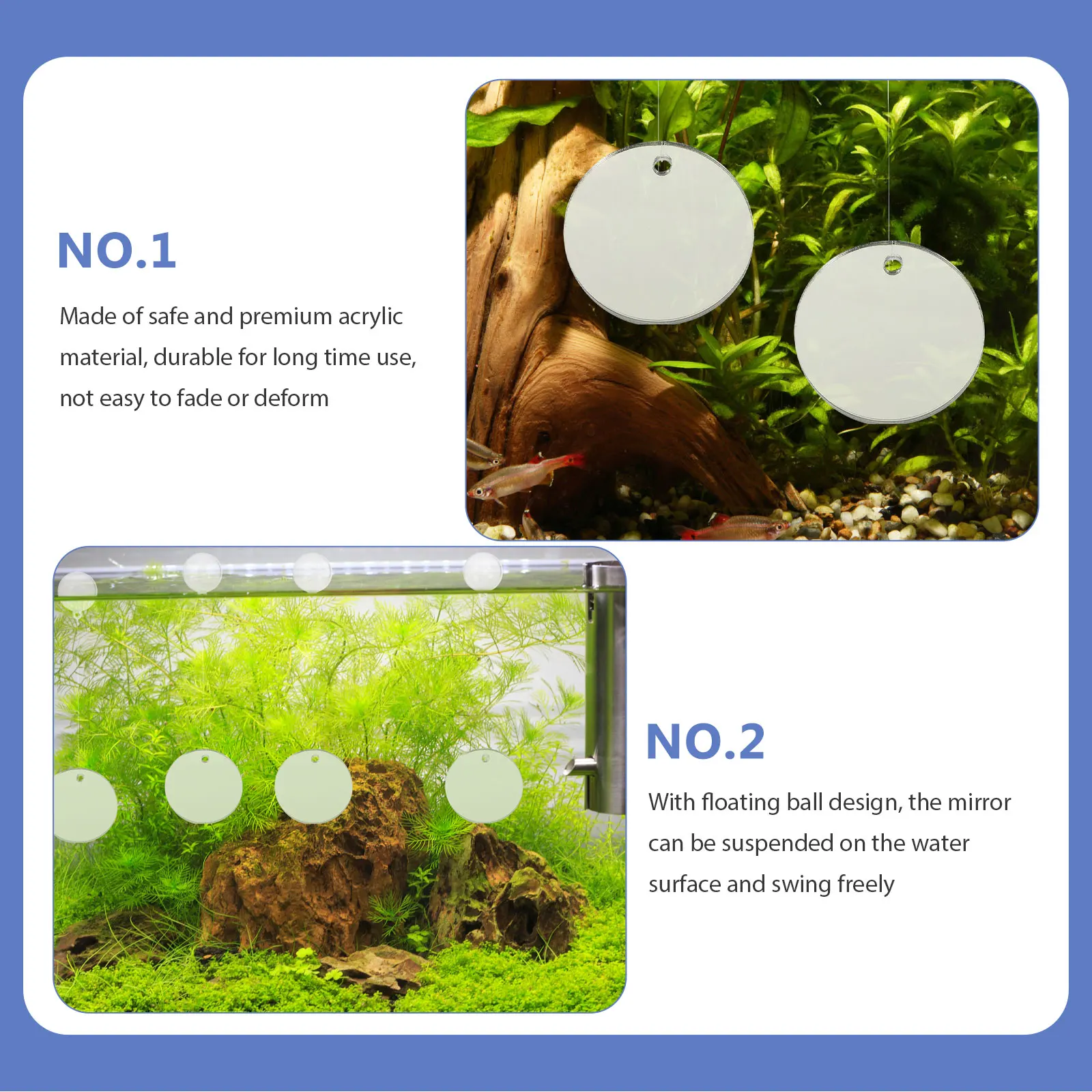 

4pcs Betta Fish Mirror Decor Floating Ball Design Acrylic Aquarium Ornament Double Side Training Mirror for Fish Tank