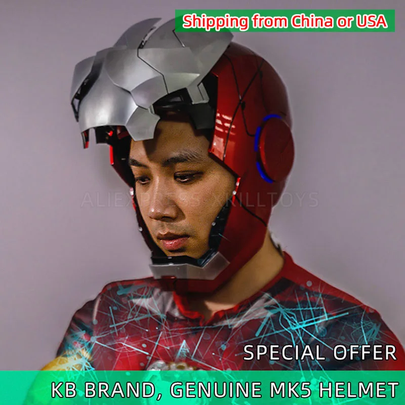 Disney killerbody Mk5 IronMan Helmet  1/1  Remote & Voice Control Cosplay Light Led  Action Figure Toys Children toys