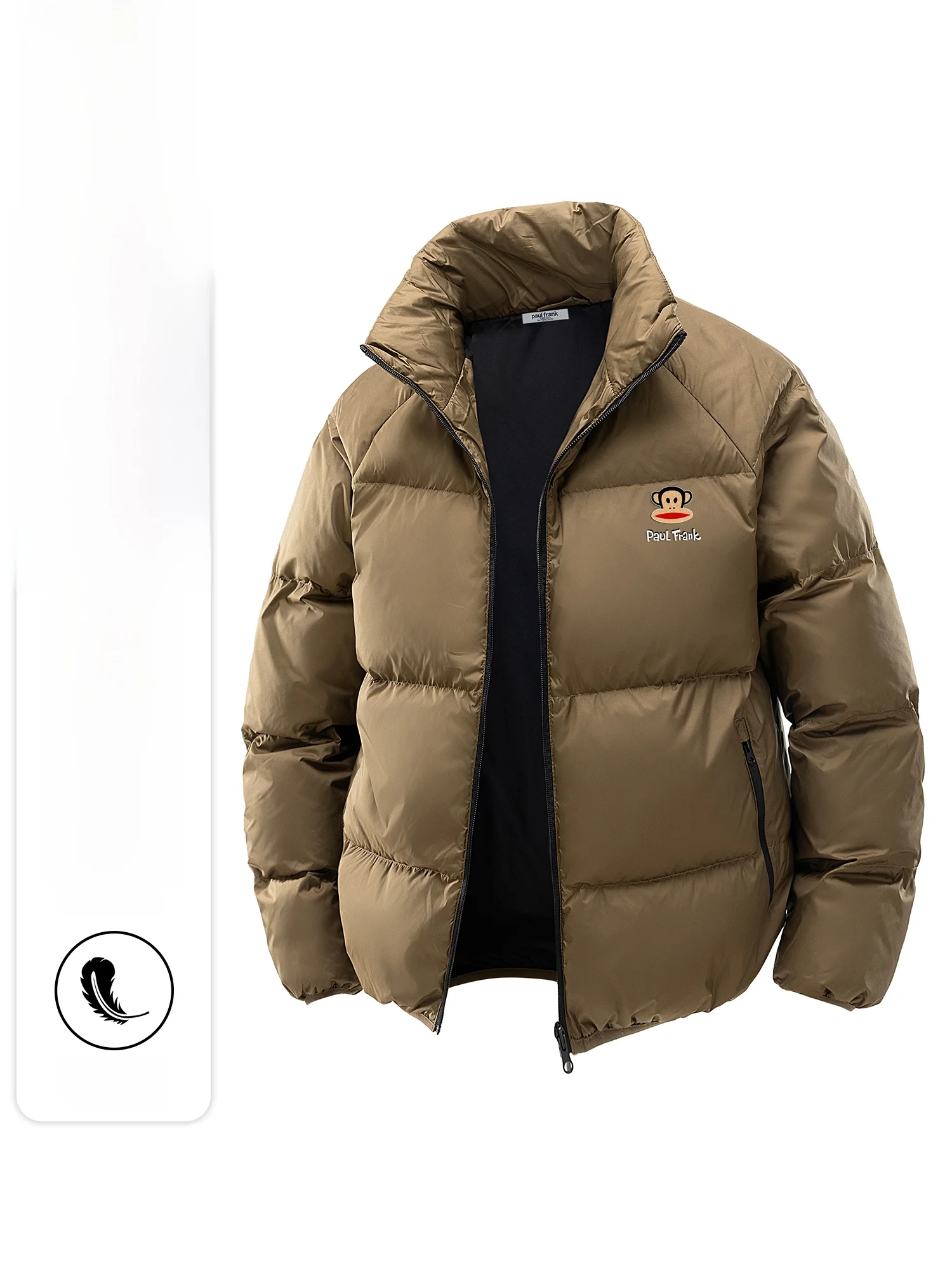 

Утепленная куртка PaulFrank с утиным пухом, мужская зимняя теплая куртка с воротником-стойкой, унисекс, верхняя одежда для пар, полиэстер, застежка-молния