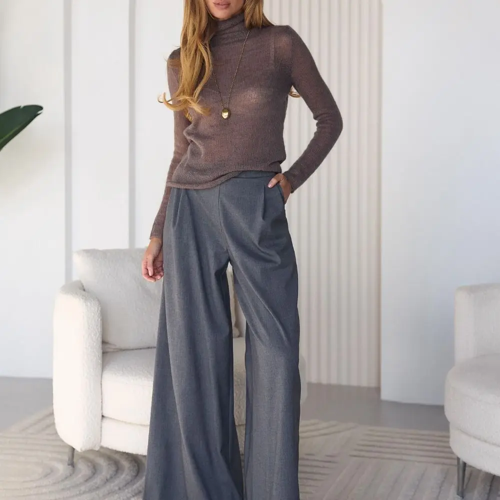 Knitted Chic Bottom Sweaters Base Style Casual Slim Long Sleeve Breathable Hollow Out Turtleneck Pullover Spring and Autumn