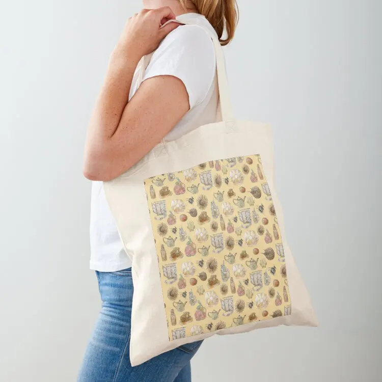 

Solar Witch Pattern - Wrap Around with Yellow Background Tote Bag Canvas stote bag Big bag eco folding Candy bags