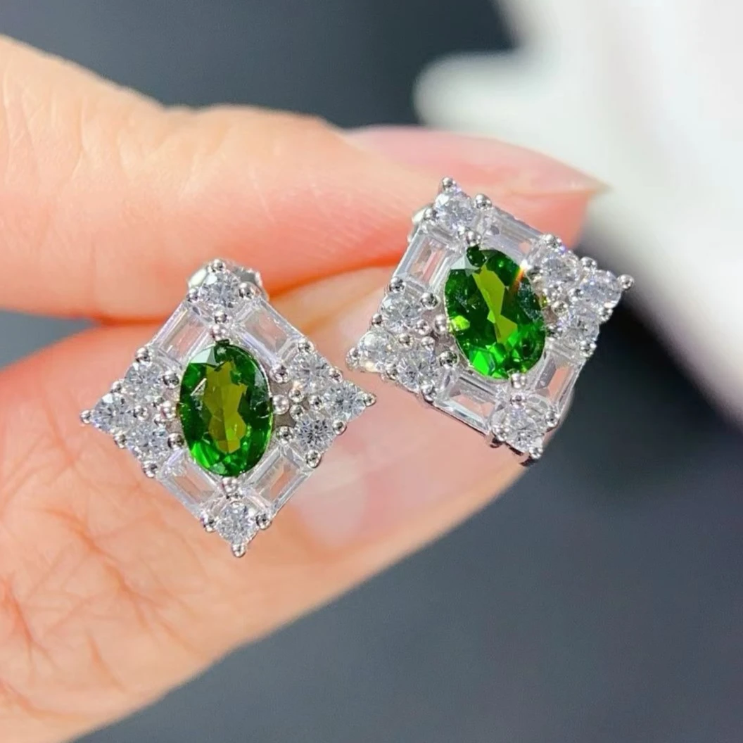 

Серебряные серьги с натуральным перидотом 925 пробы с сертификатом, 6x4 мм, квадратные серьги с перидотом в оправе, изысканные ювелирные изделия