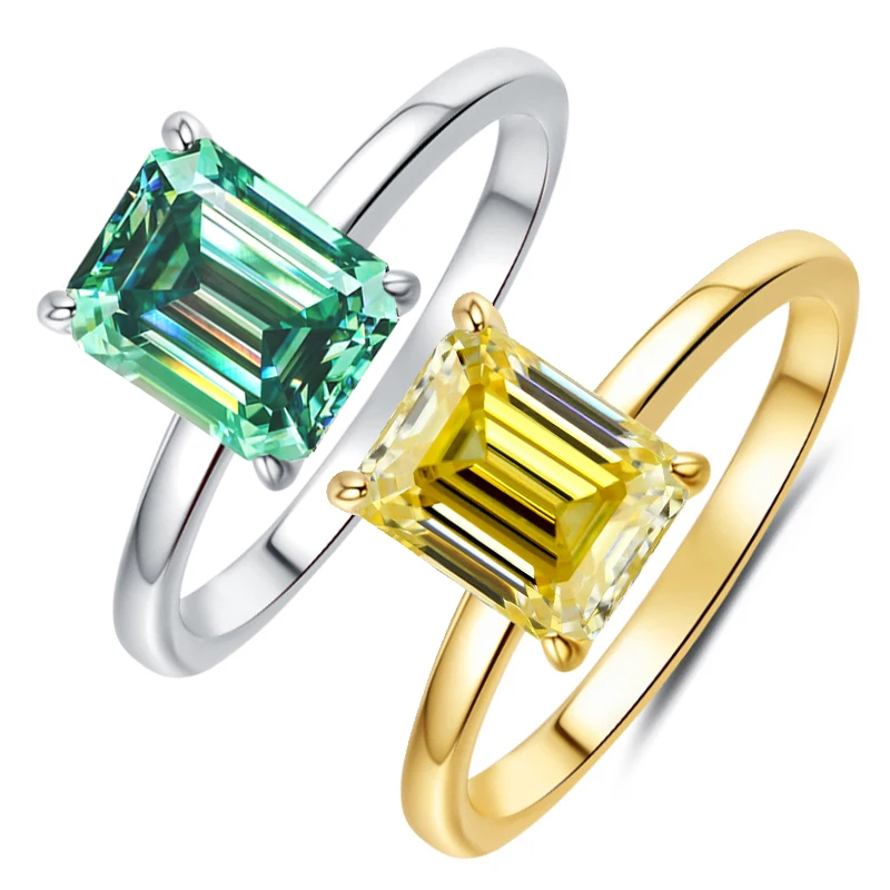 

2ct 6x8MM Emerald Cut Moissanite Ring for Women with Certificate Passed Diamond Test S925 Silver Ring Jewelry Gift