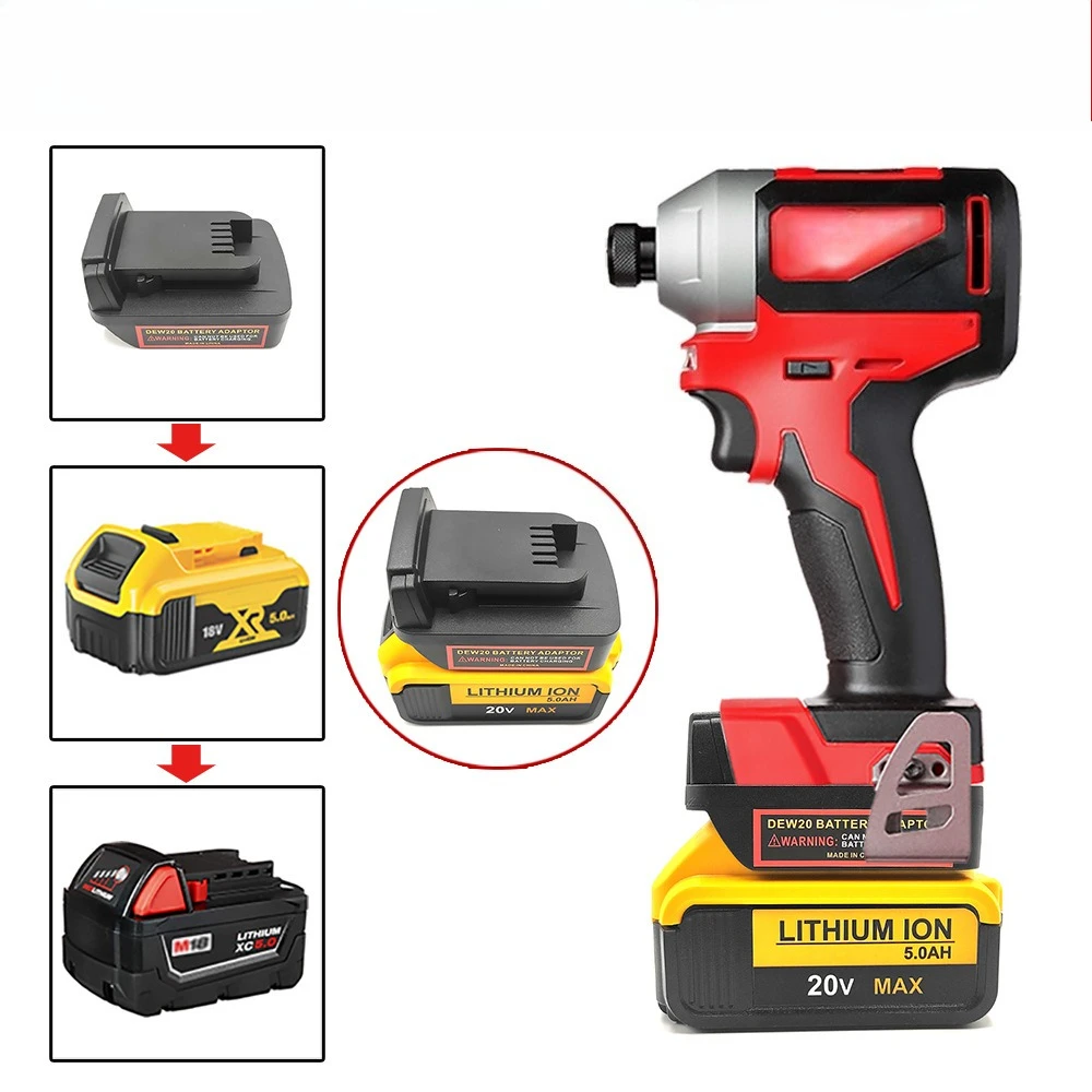 

Адаптер для аккумуляторов Milwaukee M18 18V, совместимый с литиевыми аккумуляторами DEWALT 18V 20V