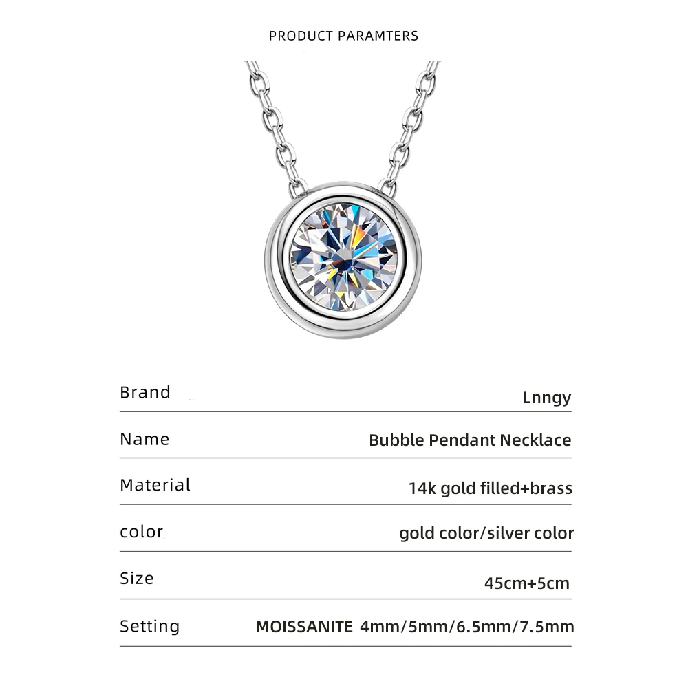 Zertifizierte 4mm-7,5mm Bubble Moissanit Halskette Funkelnder Solitär Labor-Diamant Anhänger Halsketten für Damen Schmuck – Detail 11