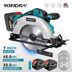 Sierra Circular eléctrica sin escobillas de 7 pulgadas y 180mm, herramienta de corte multifuncional de ángulo ajustable inalámbrico de 5000RPM para batería Makita de 18V