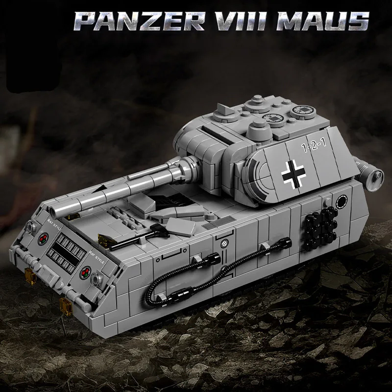 World War 2 Military Panzer VIII Maus Tank Model Building Blocks Bricks MOC WW2 Armored Vehicle Soldier Toys For Children Gifts