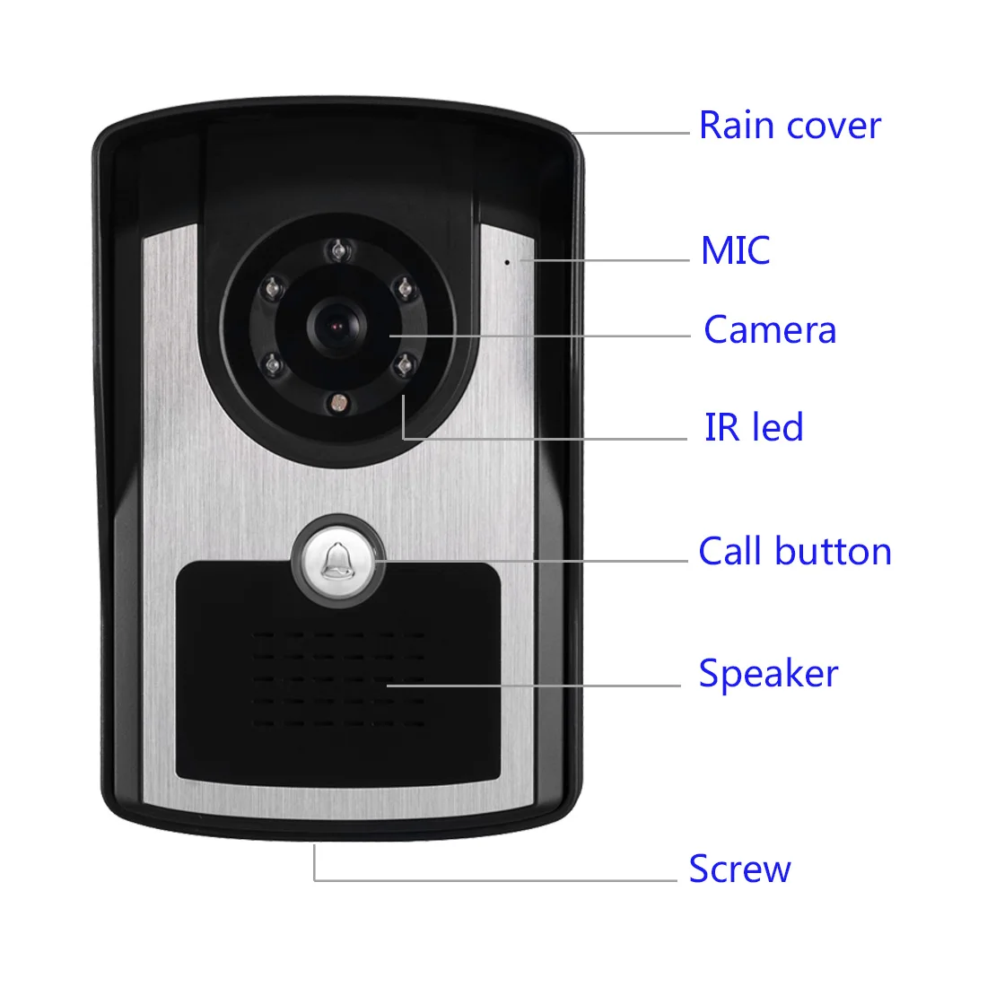 Novo 7 polegada monitor de vídeo campainha intercom com 1000tvl à prova de intempéries ao ar livre câmera ip55 porteiro do telefone da porta sistema