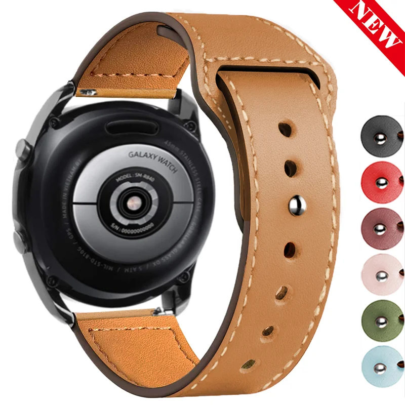 Leather Strap For Samsung Galaxy Watch 6/5/4/Classic/Active 2 20mm 22mm Bracelet For Huawei/Amazfit bip/GTS/R/3/2 mini/Pro Band