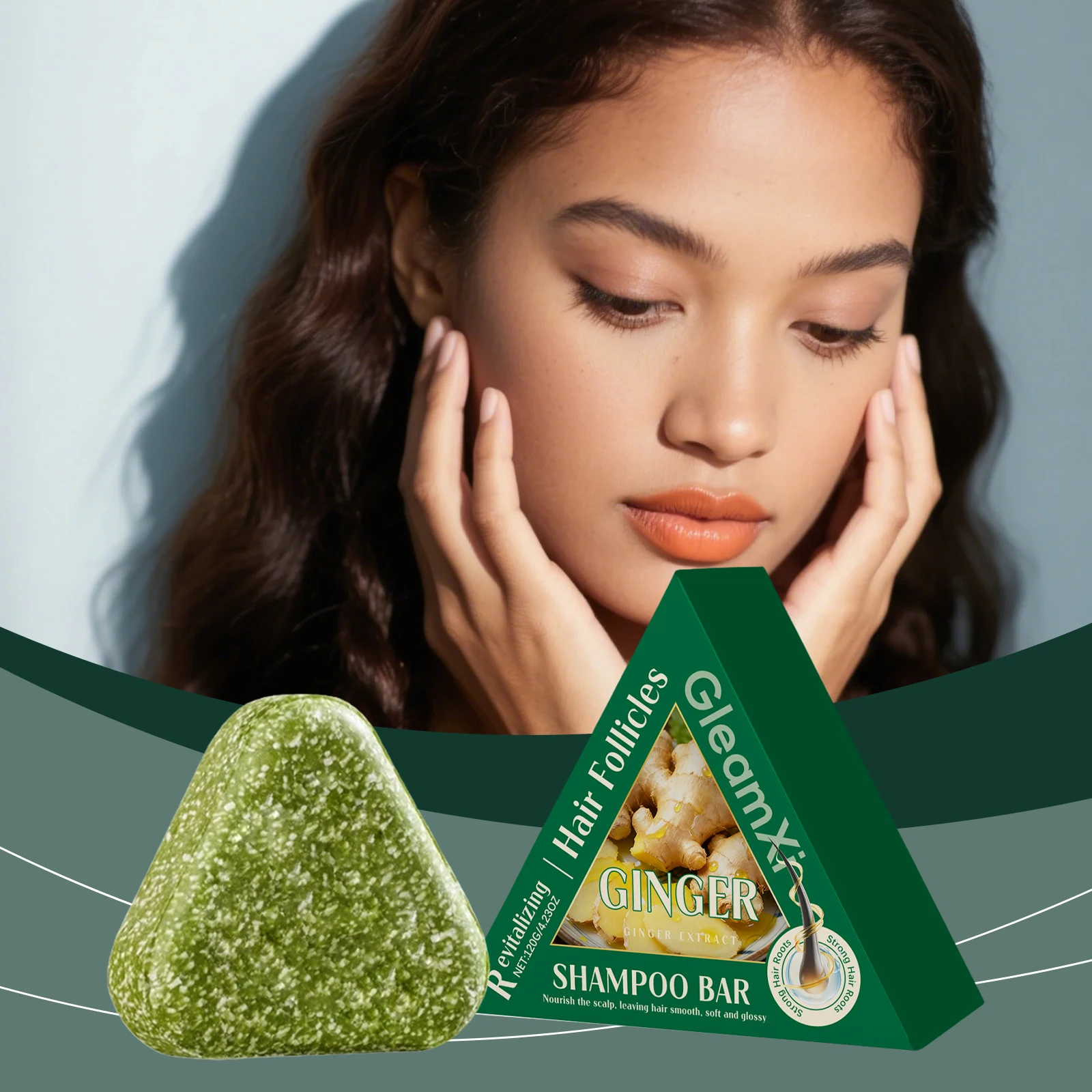 

Ginger Care Shampoo Bar - Gentle Scalp Cleansing Daily Moisturizing Smooths Hair Adds Natural Shine Strengthens Roots Care