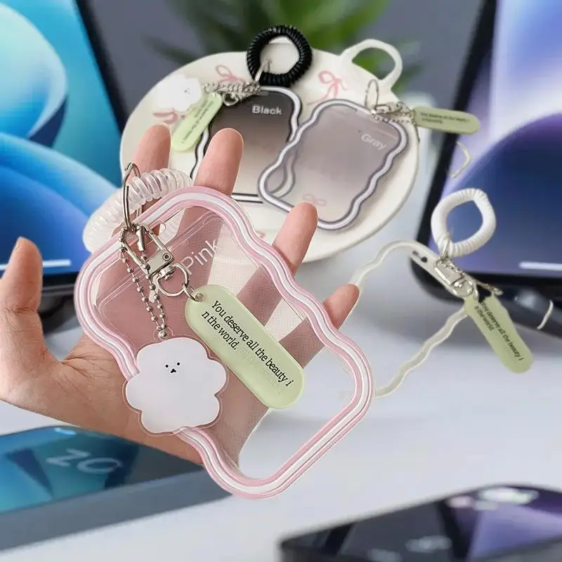 Soft Silicone Card Keeper with Elastic Lanyard; Idol Photo Protecting Keychain Bag Tassel