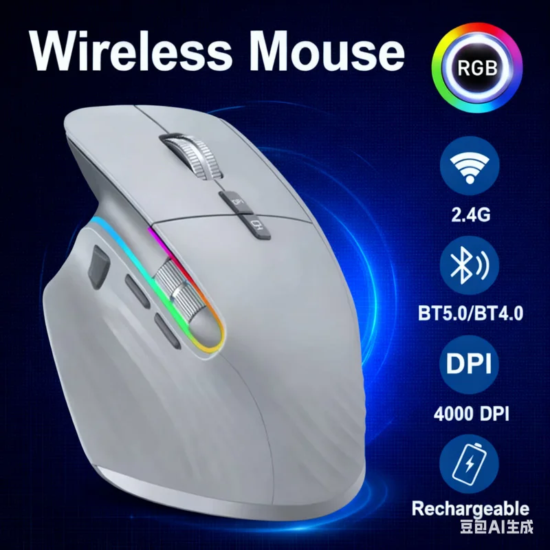 

NEW HOT Multi-Device Wireless Mouse Bluetooth 5.0 Mouse 2.4G Wireless Portable Optical Mouse Ergonomic Right Hand Computer Mice
