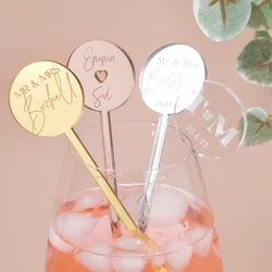 100PCS Personalized Drinks Stir Custom Wedding Stir Sticks Bar Stir Sticks Swizzle Acrylic Table Tag Baby Shower Decor