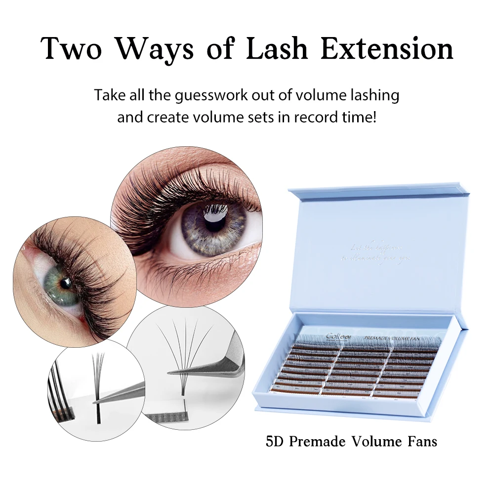 Gollee YY/W Shaped Soft Natural Premade Fan Lashes C/D Curl Individual Eyelash 3D/4D/5D/6D Premade Volume Fan Lash Extension