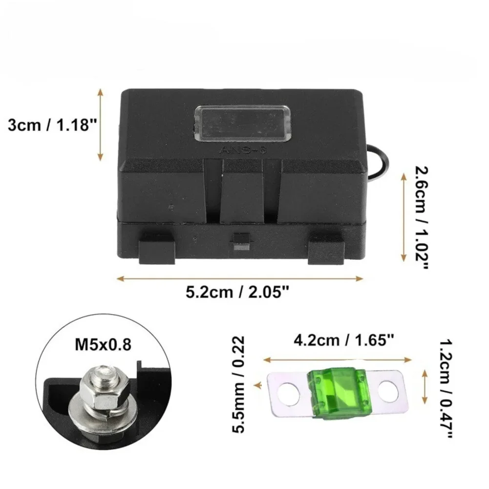 8PCS Car Electrical Fuse Holders 30A 40A 50A 60A 80A 125A Flame Retardant PA66 Material with Dust Protection Cover for Vehicles